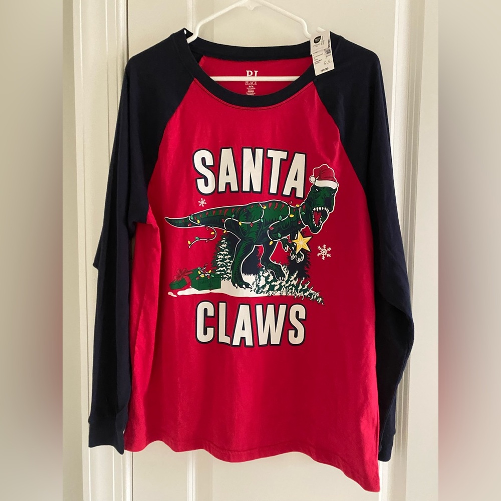 NWT The Children’s Place Men’s PJ Place Glow Dino Cotton Top SZ M Glows In Dark